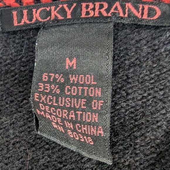 VTG Y2K Lucky Brand Black Embroidered Floral Button Up Cardigan Sweater Womens M - Picture 6 of 7